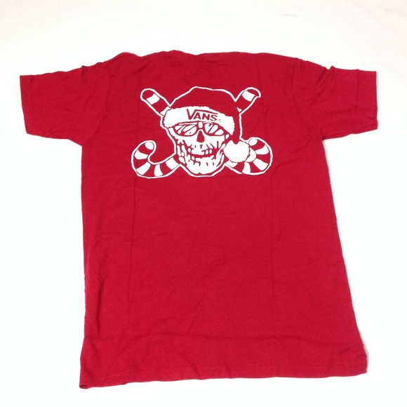 New Vans Men's Tshirt Crew Neck Long Sleeve Red - Picture 4 of 4